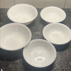Set of 6 small Corelle White Bowls 2 are 6” and 3 are 5.5”. RIBBON BOQUET